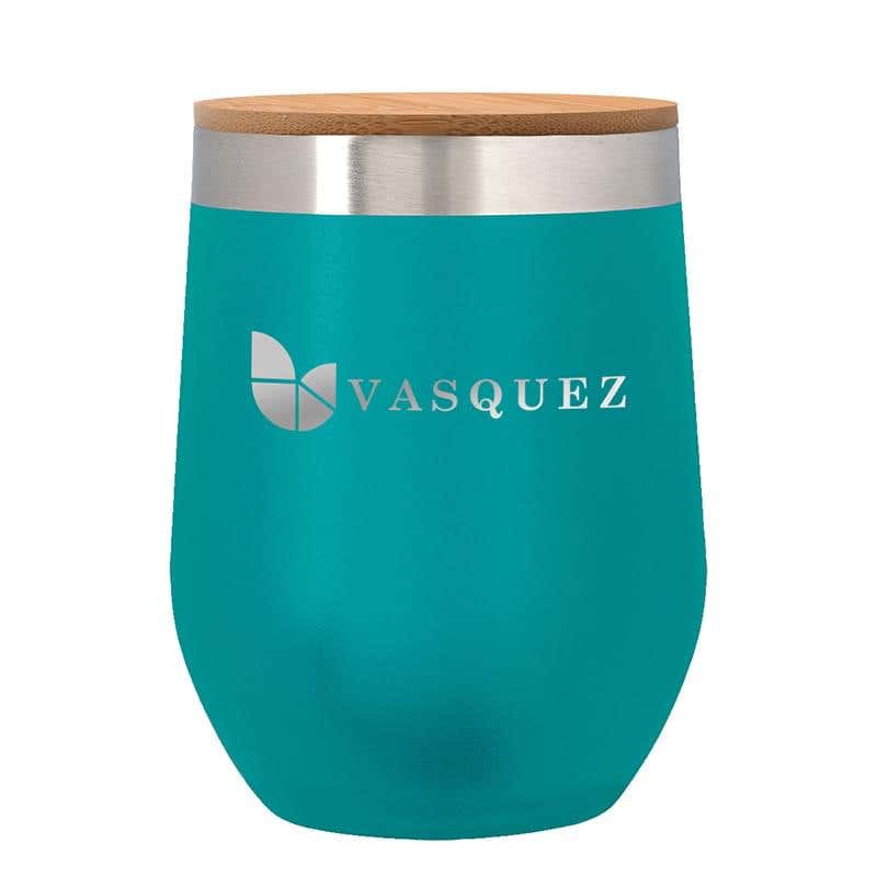 12 oz. Double Wall Powder Finish Tumbler with Bamboo Lid