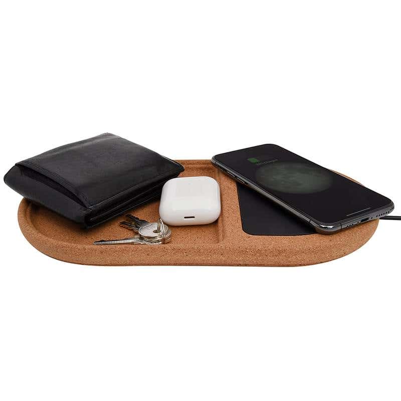 Cork Wireless Charging Pad Desktop Organizer