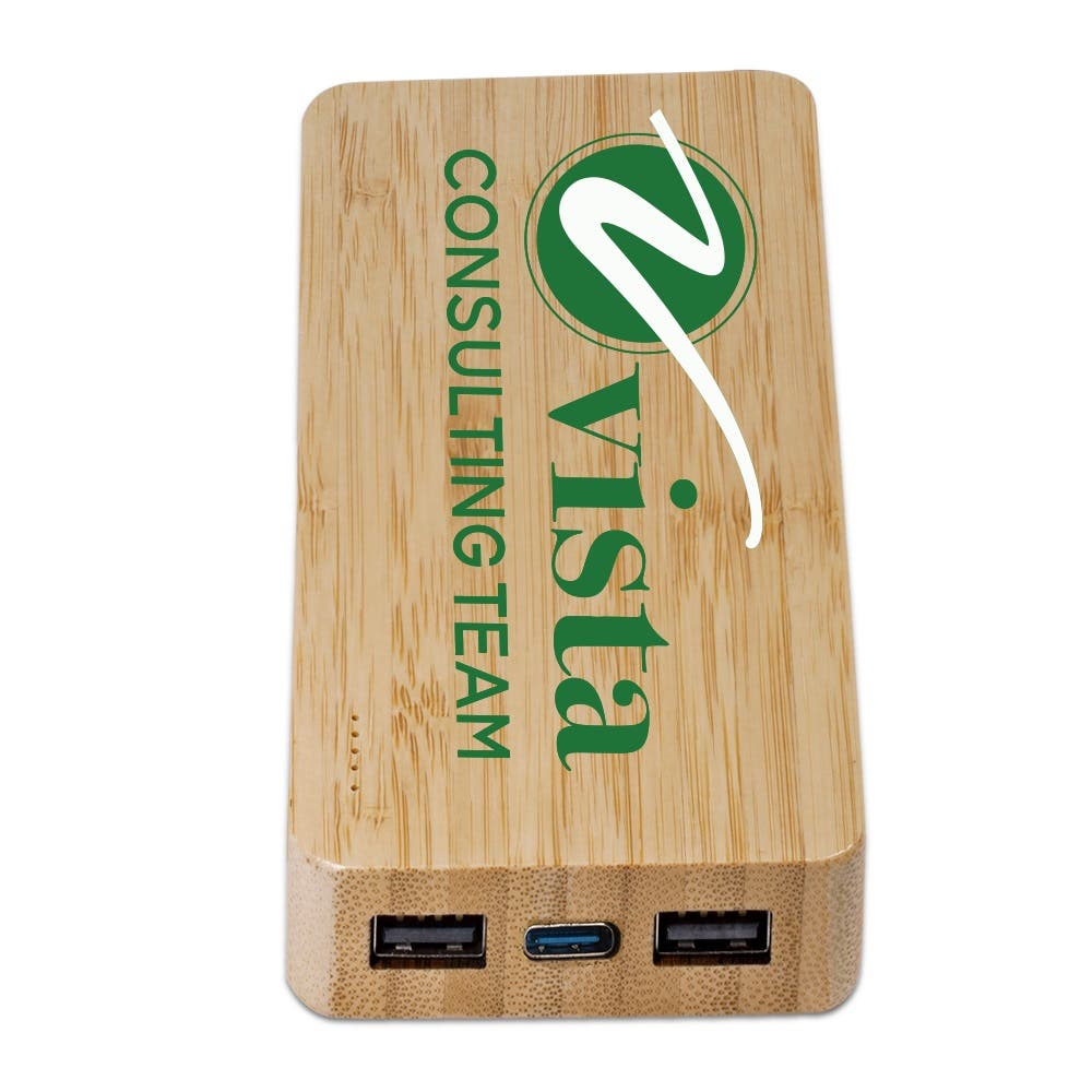 Full Color Bamboo Wireless Power Bank - 10000 mAh